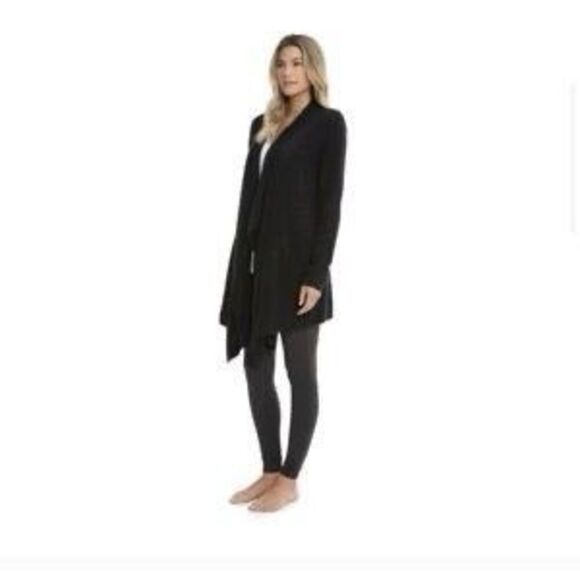 Barefoot Dreams Cozychic S/M‎ Lite Island Wrap Cardigan Black Pockets Open Front - Picture 16 of 16